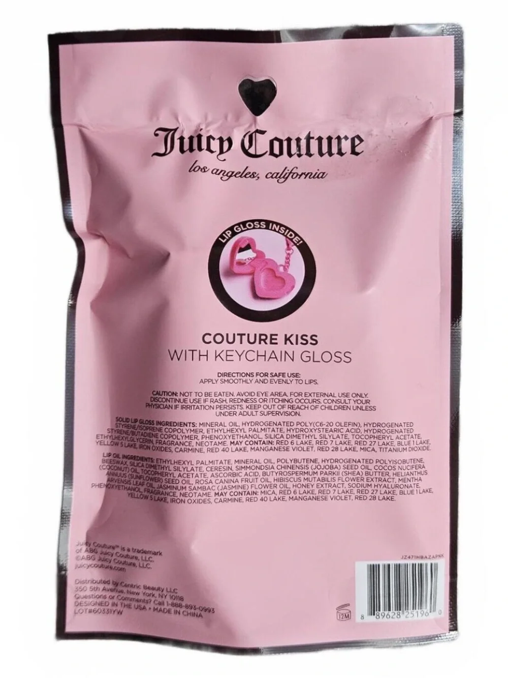 JUICY COUTURE Pink Coquette Lip Oil/Gloss & Pink Heart Keychain NWT